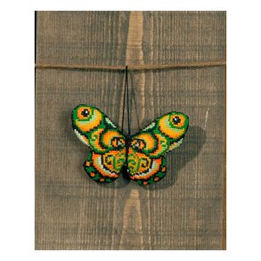 Broderi Kit - Sommerfugl grn og orange