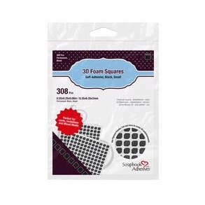 Scrapbook Adhesives - 3D Foam Squares - 3D Klbepuder - 308 Stk - 2 mm - sort - 01613