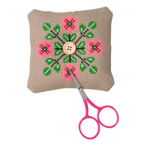 Broderi Kit - Nlepude blomster-blade - 11x11cm