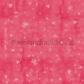 Alexandra Renke - Karton - Artist Flowers on Calm Coral Pink - Blomster p� M�rk Pink