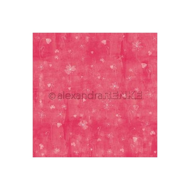 Alexandra Renke - Karton - Artist Flowers on Calm Coral Pink - Blomster p Mrk Pink
