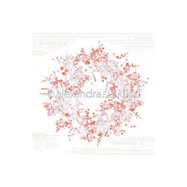 Alexandra Renke - Karton - Christmas Wreath with Winter Bunny - Julekrans med Kaniner