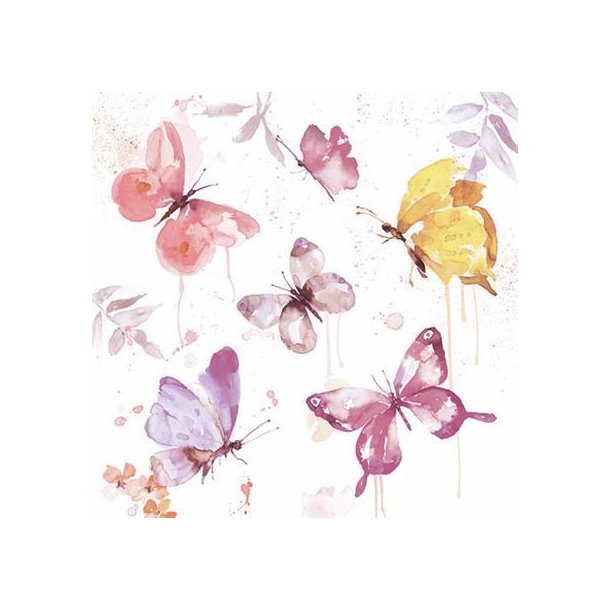 Ambiente Frokostservietter - Butterfly collection rose