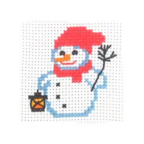 Broderi Kit - Snemand m/Lygte - 10x10cm