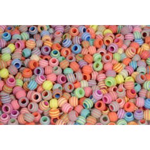 Plastperler - Pastel med Striber
