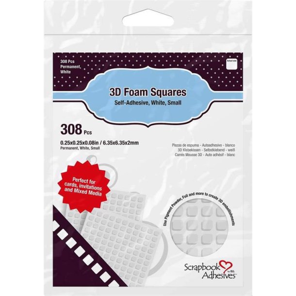 Scrapbook Adhesives - 3D Foam Squares / 3D Klbepuder - 308 Stk. - 2 mm - 01612