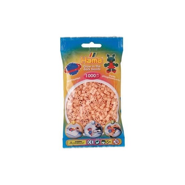Hamaperler - Midi - 1000 stk - Selvlysende rd