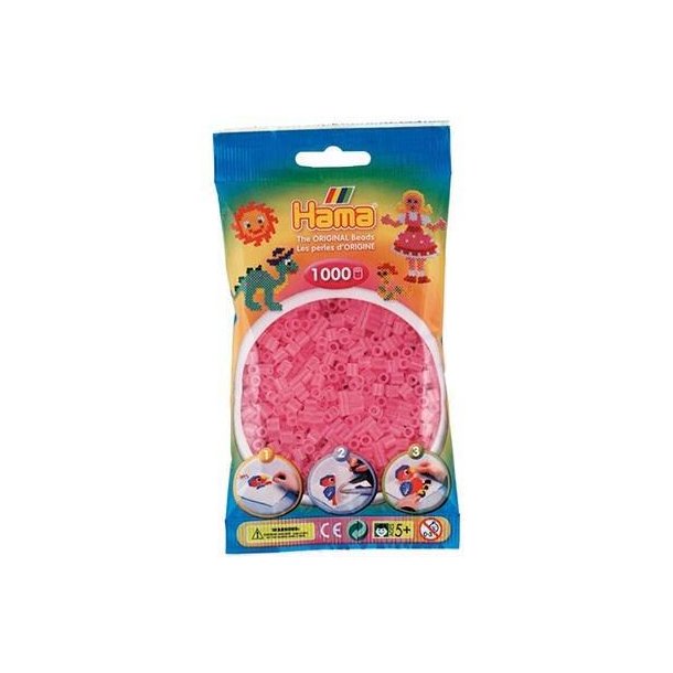 Hamaperler - Midi - 1000 stk - Transparent pink