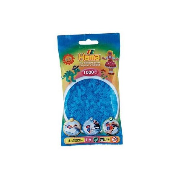 Hamaperler Midi - 1000 stk - Transparent blgrn