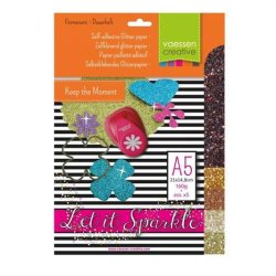 Vaessen Creative - Selvklbende Glitter Papir A5 - Let it sparkle no.2