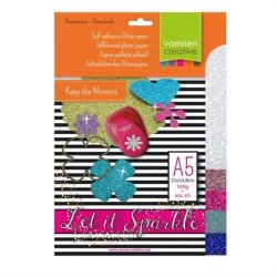 Vaessen Creative - Selvklbende Glitter Papir A5 - Let it sparkle no.3