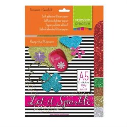 Vaessen Creative - Selvklbende Glitter Papir A5 - Let it sparkle no.4