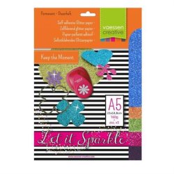 Vaessen Creative - Selvklbende Glitter Papir A5 - Let it sparkle no.5