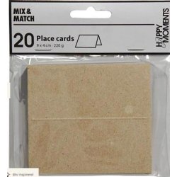 Happy moments - Bordkort - 1 Pk. - 20 Stk. - 9x4 cm. - 220 g. - Natur