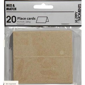Happy moments - Bordkort - 1 Pk. - 20 Stk. - 9x4 cm. - 220 g. - Natur