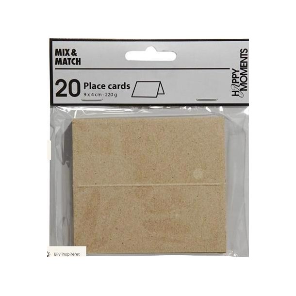 Happy moments - Bordkort - 1 Pk. - 20 Stk. - 9x4 cm. - 220 g. - Natur