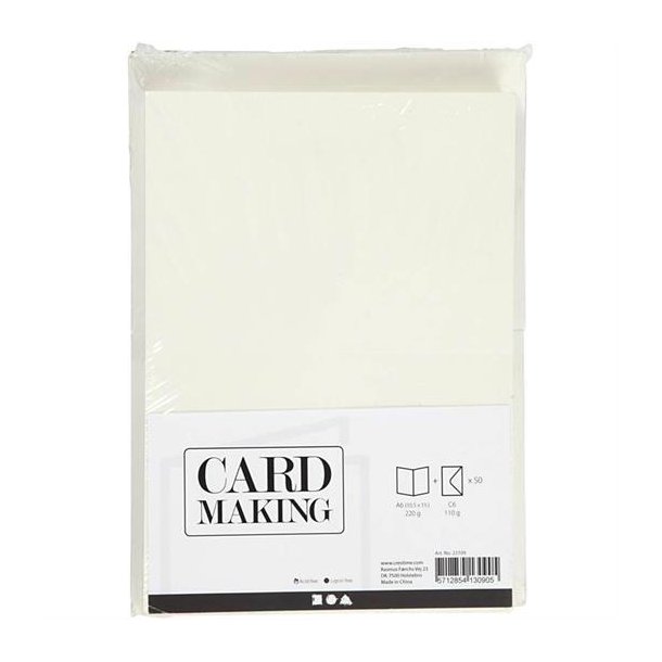 Card Making - Kort & Kuvert Pakning - A6 - creme - 23109
