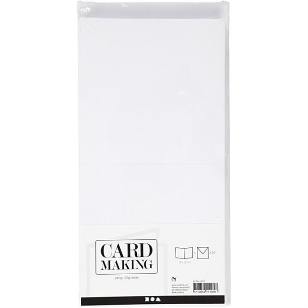 Card Making - Kort & Kuvert Pakning - 15x15 - hvid - 23115