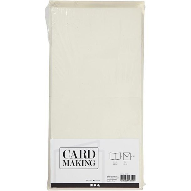 Card Making - Kort & Kuvert Pakning - 15x15 - creme - 23119