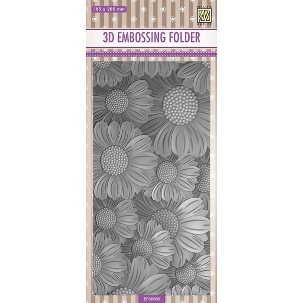 Nellie Snellen - Embossing Folder - Slimline - Marigolds / Solsikker - EF3D052