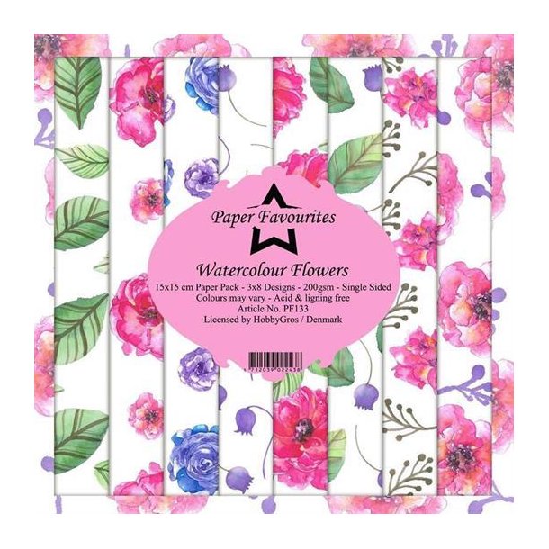 Paper Favourites - Watercolour Flowers/Akvarel blomster - PF133