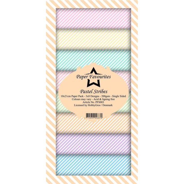 Paper Favourites - Blok - Slim Card - Pastel Stribes - PFS003