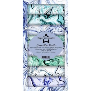 Paper Favourites - Blok Slim Card - Green Blue Marble / Grn og bl marmor - PFS006