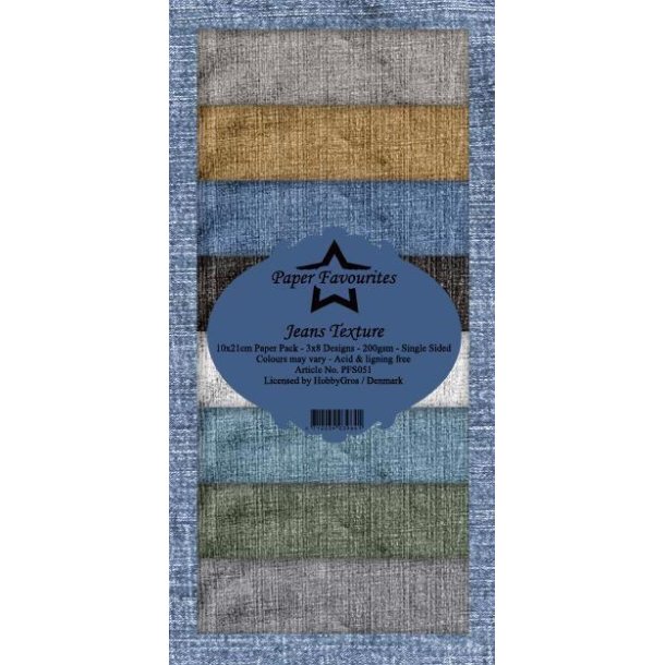 Paper Favourites - Blok Slim Card - Jeans Texture / Denim - PFS051
