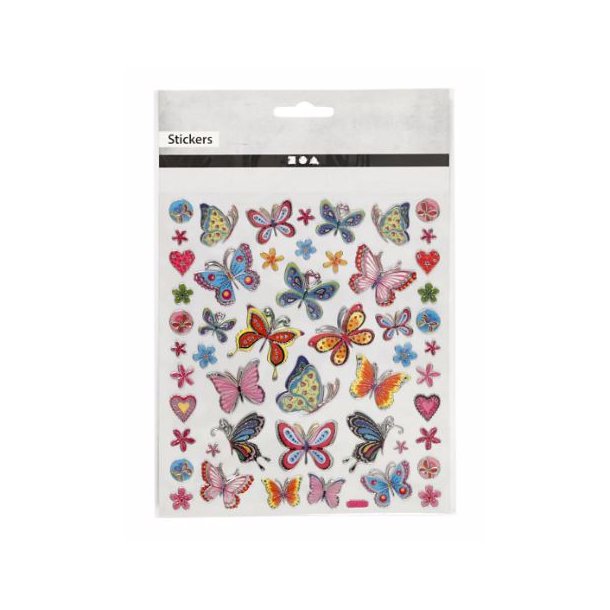 Stickers / Klisterm�rker - Farverige Sommerfugle - 28885
