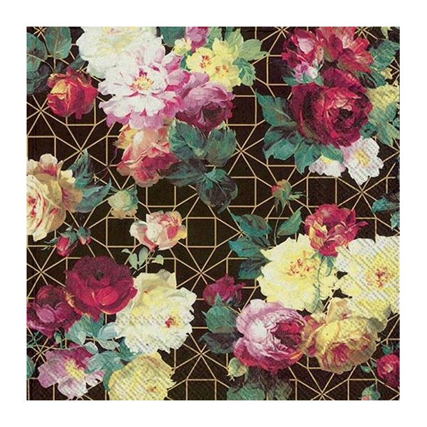 IHR - Frokostservietter - Vintage Rose Black Gold - 20 stk.