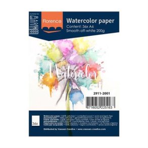 Florence - Akvarelpapir A6 - Off-white - 200g - 36 ark