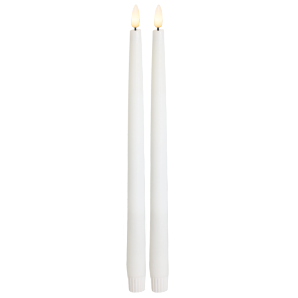 Koniske lys til fjernbetjening - 2,2x24,5cm - Hvid