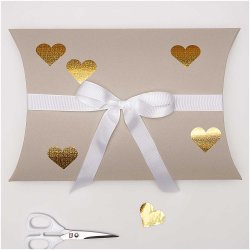 Stickers - Hjerter - Holografisk Guld - 120 stk