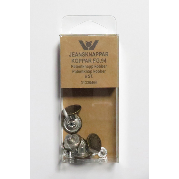 Patentknapper - Kobber - 17 mm - 6 stk