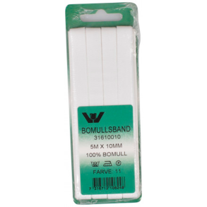 Villy Jensen - Bomuldsbnd - 5 m - Hvid