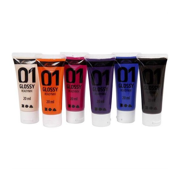 A-color akrylmaling - Suppleringsfarver, 01 - blank, 6x20ml - 32005