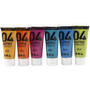 A-color Akrylmaling 04 - Glitter - 6 Farver - 20 ml. - 32501