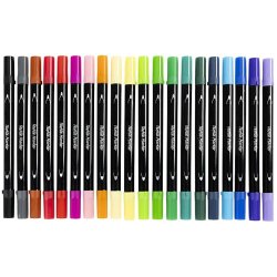 Tekstil tuscher - Standardfarver 20 stk