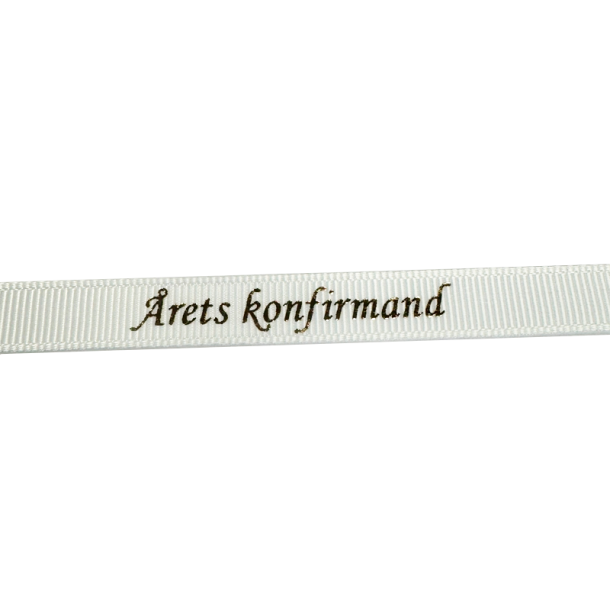 Bnd med tryk - rets konfirmand - Hvid med guld
