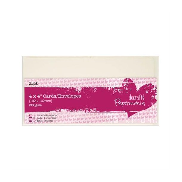 Docrafts Papermania - kort og kuverter - 10x10 cm - creme - PMA 151604