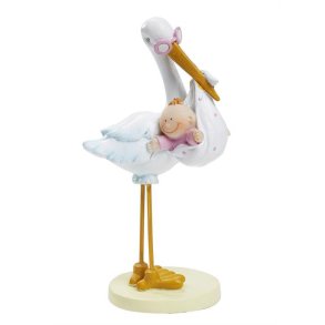 Stork med lille pige - ca. 11 cm