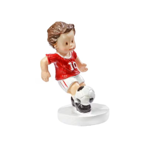 Miniature - Fodboldspiller - Rd/hvid - 5cm