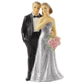Bryllupspar figur slv - ca. 10 cm