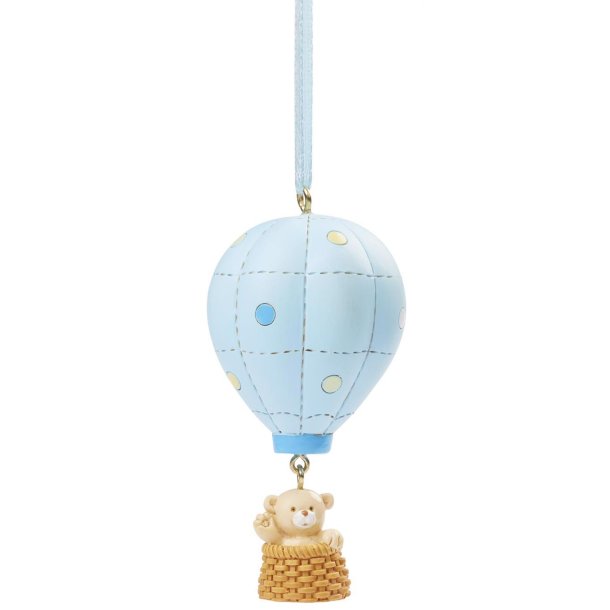 Luftballon i lysebl med bamse - ca 65 cm