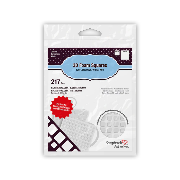 Scrapbook Adhesives - 3D Foam Squares - 3D Klbe firkante - 217stk - Hvid