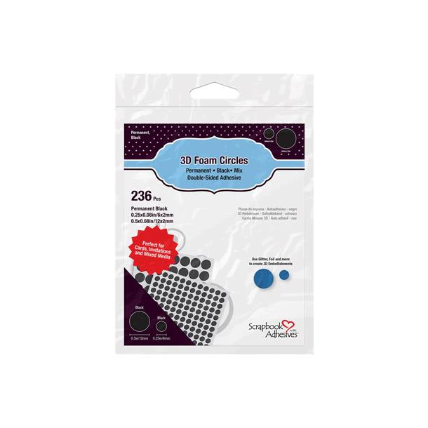 Scrapbook Adhesives - 3D Foam Circles - 3D Klbe cirkler - 236stk - Sort