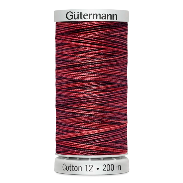 Gtermann - Quiltetrd - Sulky Cotton 12 - 200 m - Lyserd Multifarvet