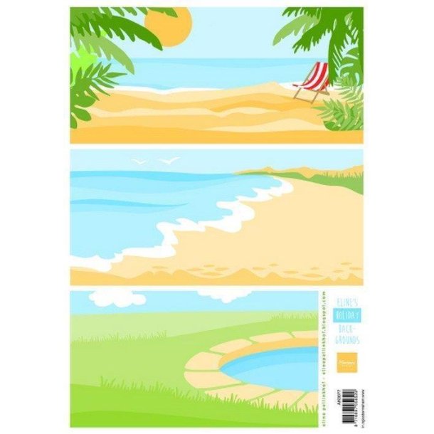 Marianne Design - A4 Toppers -Eline's Holiday Backgrounds/Baggrund med strand - AK0077