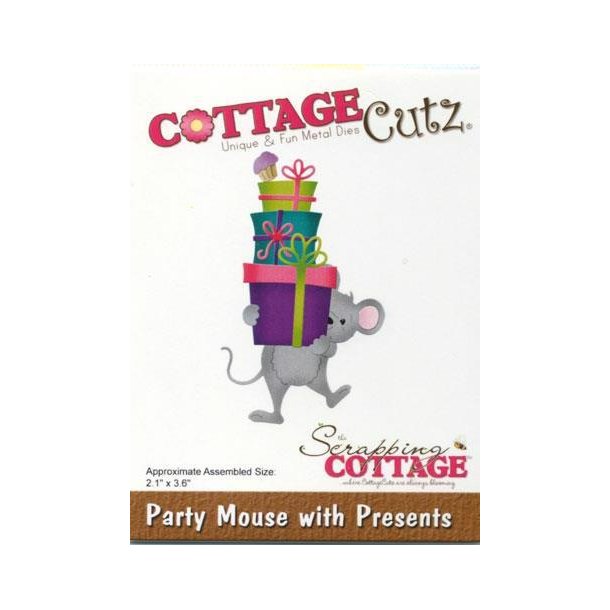 Cottage Cutz - Die - Party Mouse with presents/Mus med gaver - CC-656
