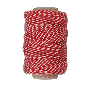Bomuldssnor - R�d/Hvid - 50m